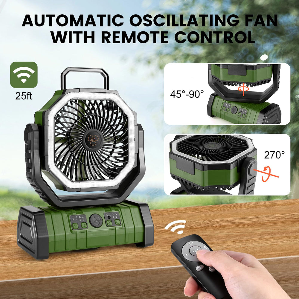 Odoland camping fan in a tent setup for versatile use