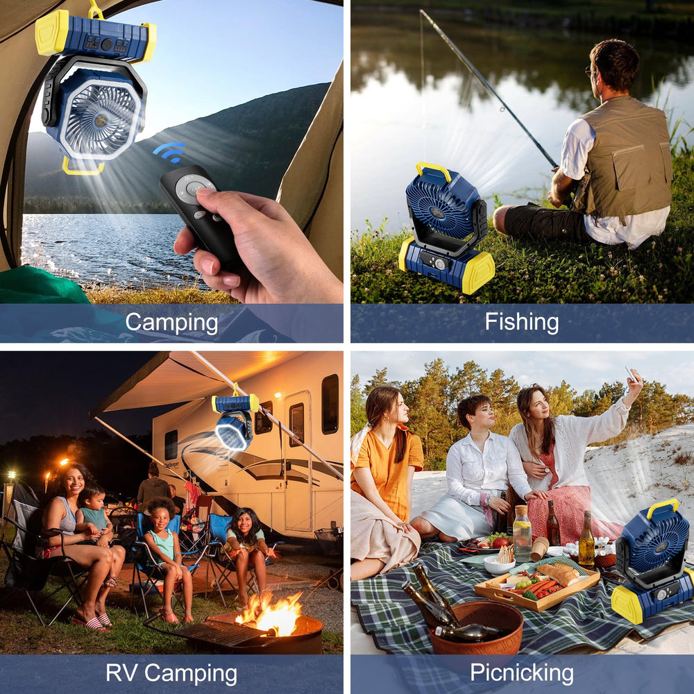 Odoland camping fan remote control use enables easy adjustments