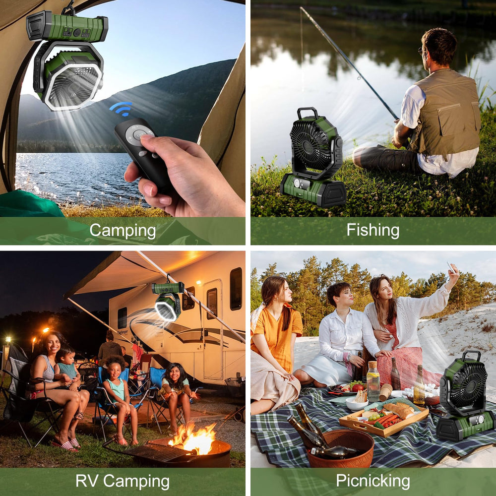 Odoland camping fan remote control shown for easy operation from distance