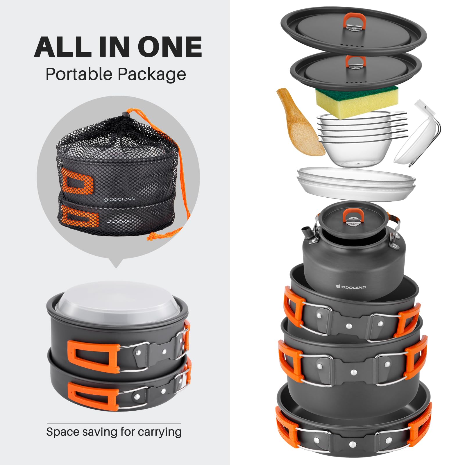 Odoland camping frying pan with non-stick surface for easy cooking and cleanup.
