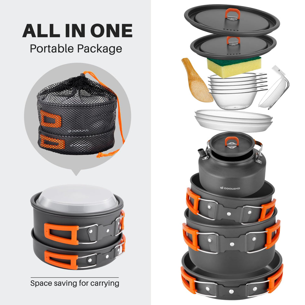 Odoland camping frying pan with non-stick surface for easy cooking and cleanup.