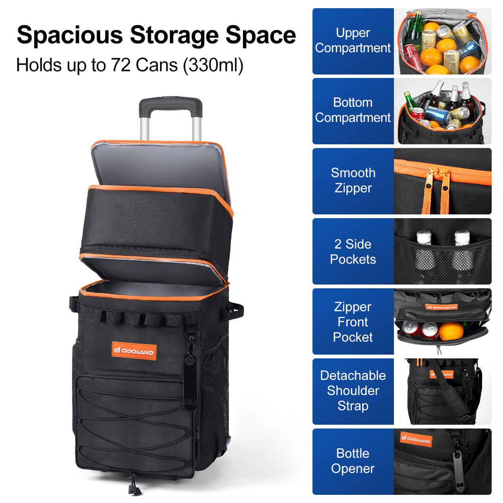 Odoland detachable soft cooler bag converts to standalone cooler.