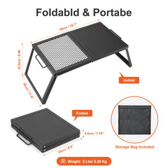 Odoland folding campfire grill with storage bag for easy transport.