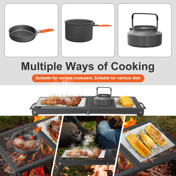 Odoland folding campfire grill sturdy structure with high-temperature resistance.