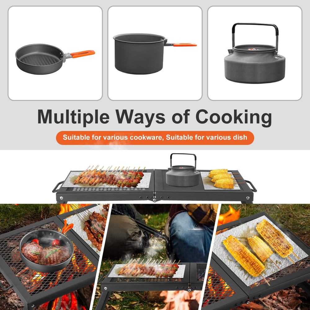 Odoland folding campfire grill sturdy structure with high-temperature resistance.