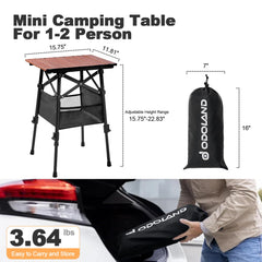 Odoland folding camping table shown as lightweight and portable for easy outdoor transport.