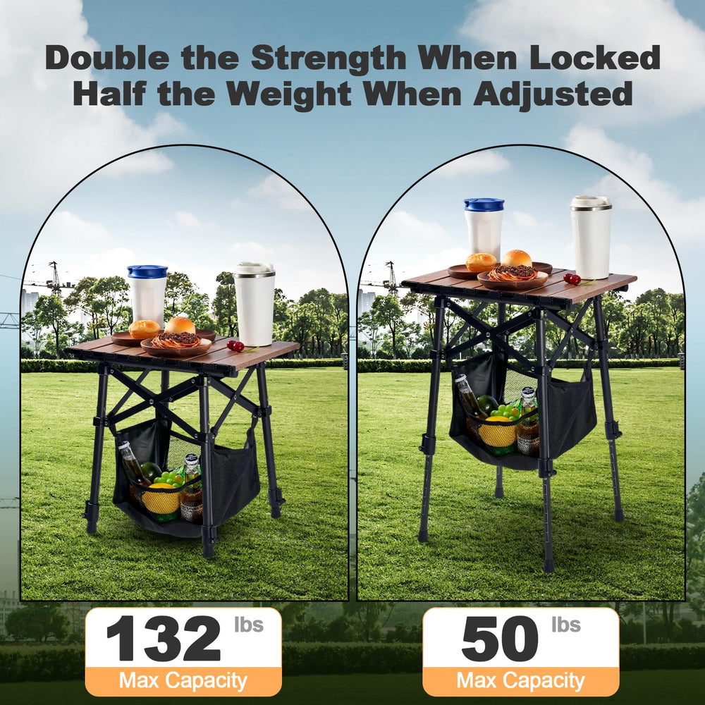 Odoland folding camping table in an outdoor picnic scene, ideal for meals.