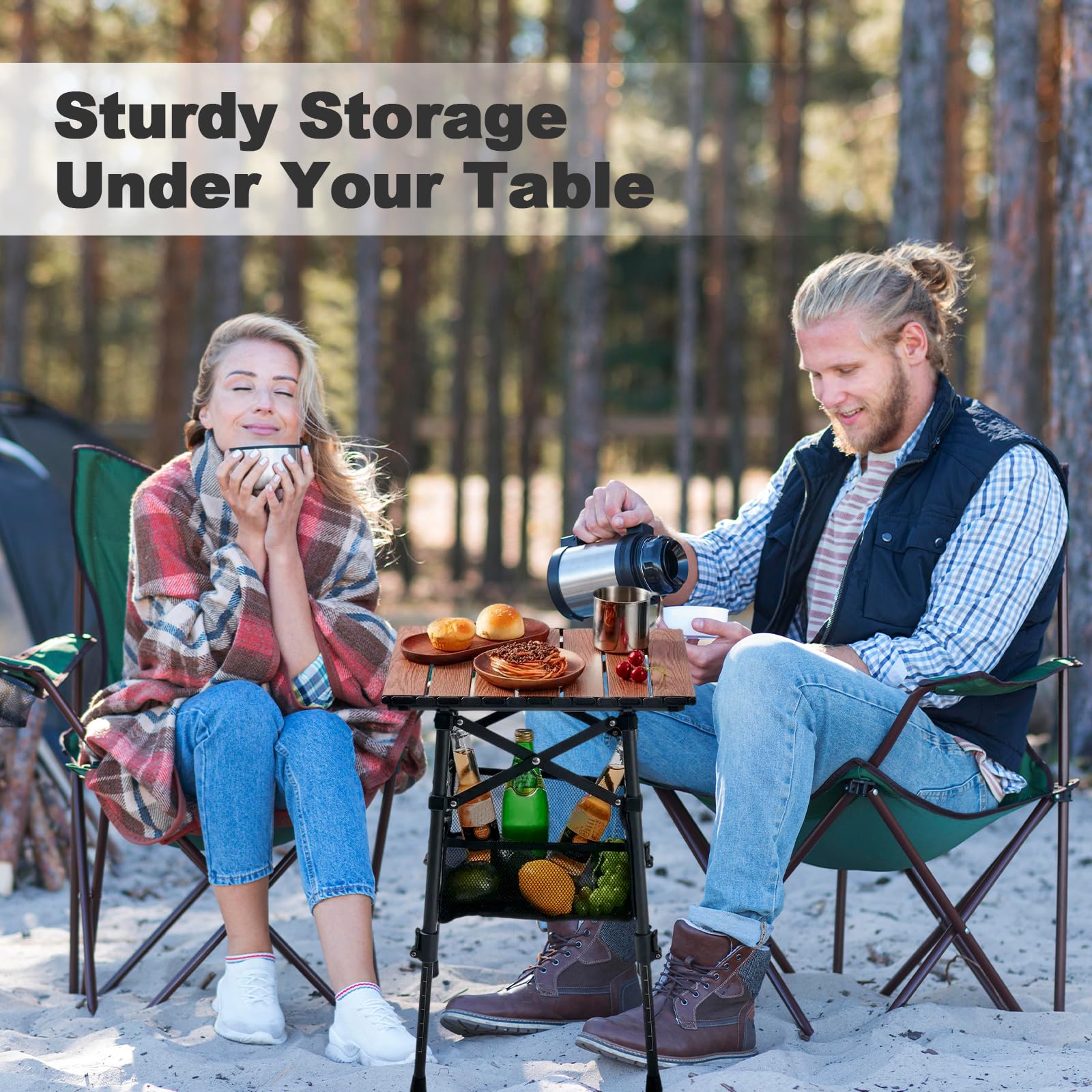 Odoland folding camping table with step-by-step assembly guidance for quick setup.