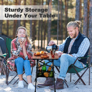 Odoland folding camping table with step-by-step assembly guidance for quick setup.