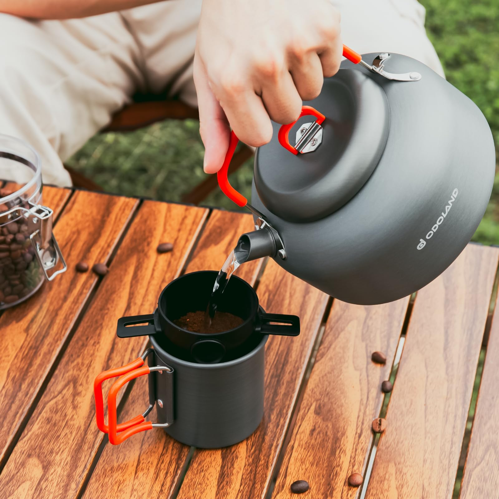 Odoland kettle features insulated handle and continental spout for safer pouring.