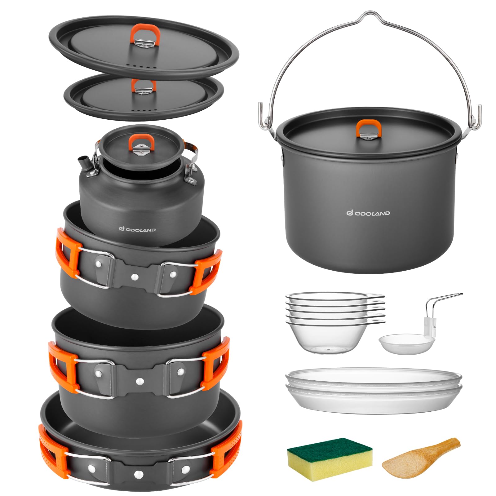 Odoland mesh bag with sponge and spatula – compact storage and cleaning kit.