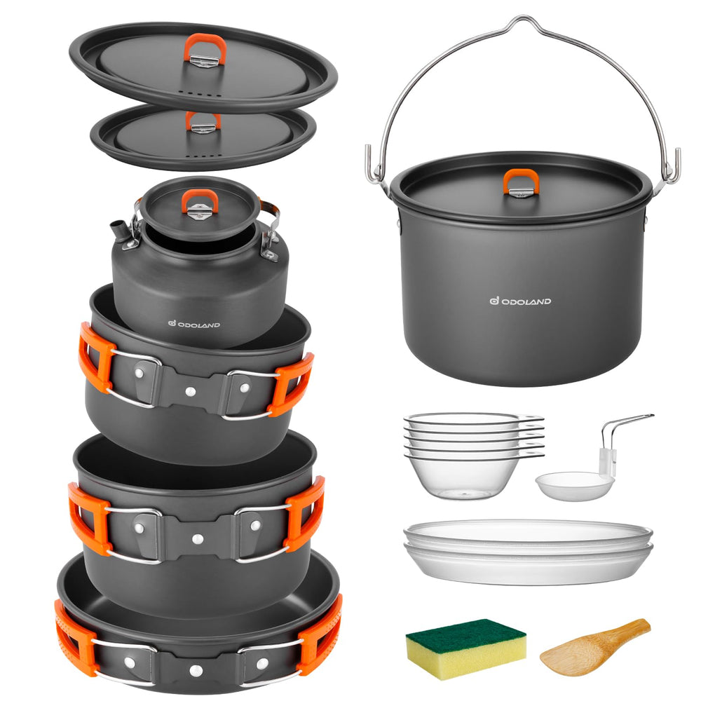 Odoland mesh bag with sponge and spatula – compact storage and cleaning kit.