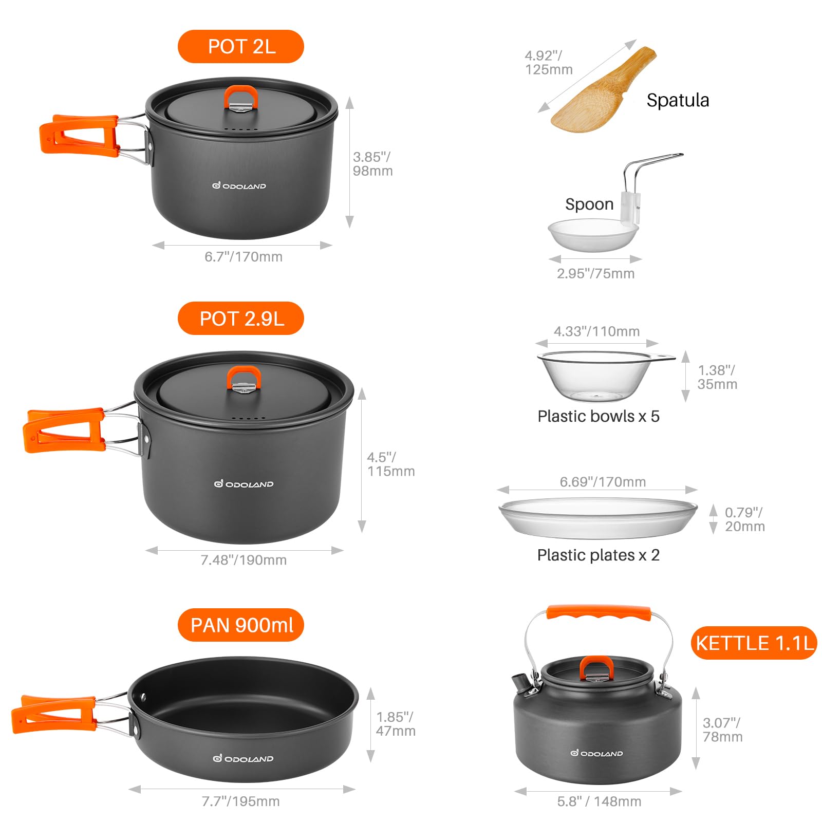 Odoland plastic bowls stack neatly for serving at picnics and camps.