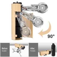 Odoland camping stove showing electronic ignition for quick starts outdoors