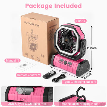 Odoland portable tent fan with hanging hook design for camping or emergencies
