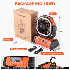 Odoland camping fan with remote control for easy adjustments