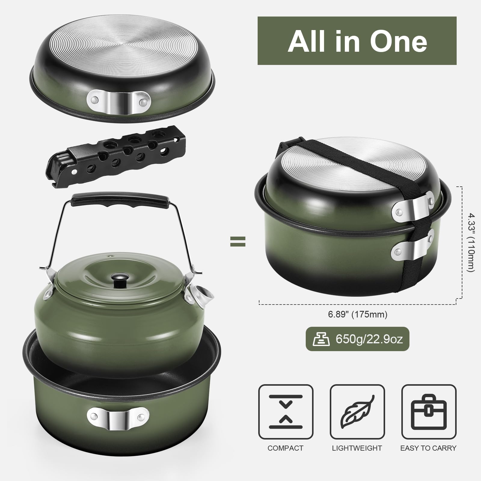 Odoland removable-handle attached to cookware, enabling easy packing.
