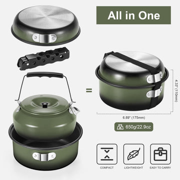 Odoland removable-handle attached to cookware, enabling easy packing.