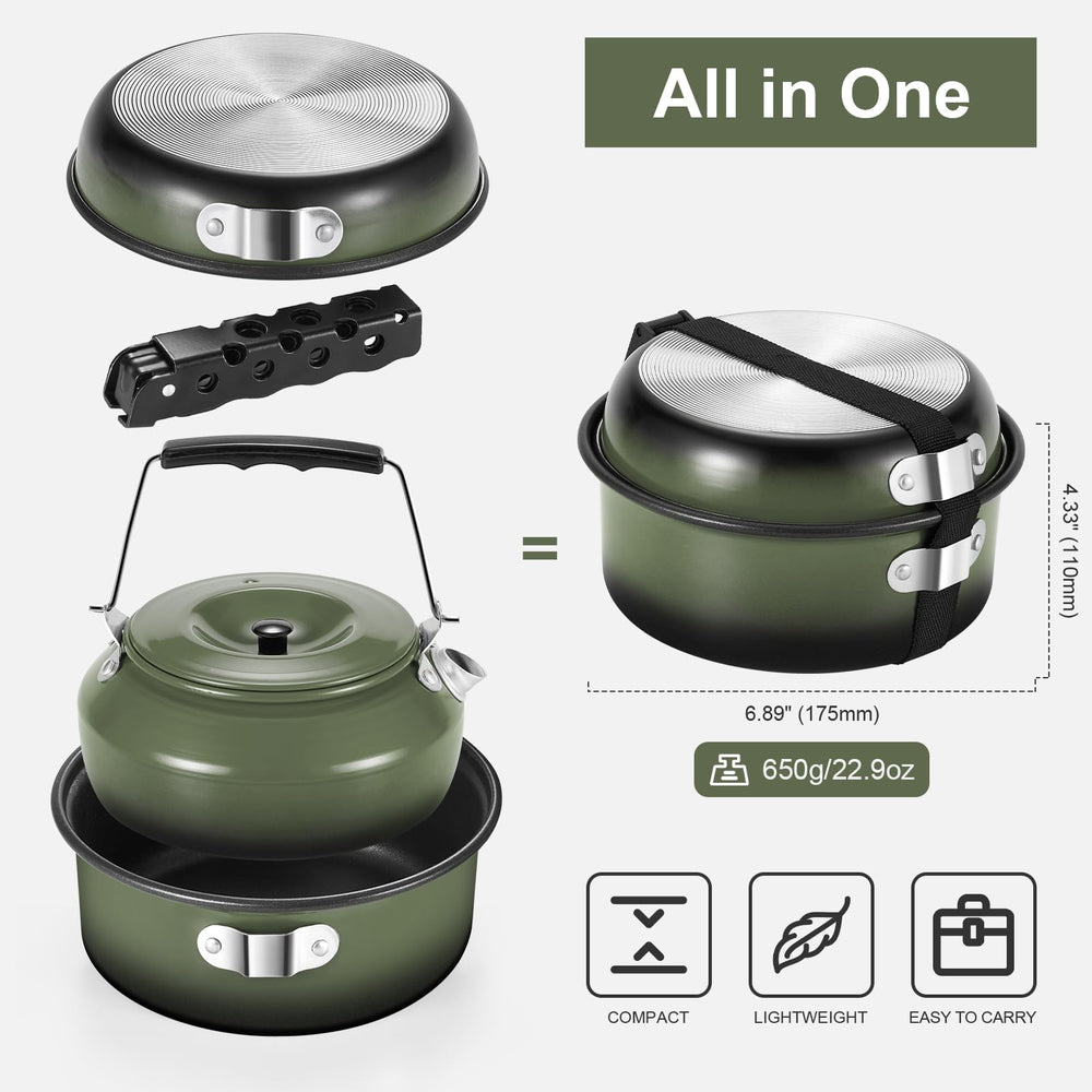 Odoland removable-handle attached to cookware, enabling easy packing.