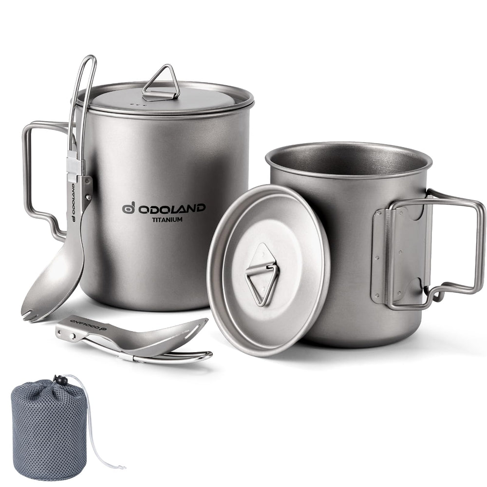 Odoland titanium camping pot 420ml – lightweight option for backpacking meals.
