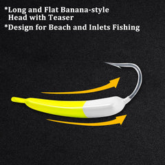 Odoor Fan Pompano Jig 3/4oz - Close-up with O'Shaughnessy hook - 3