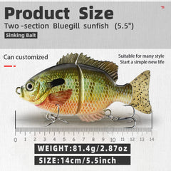 ODS Glide Bait Color C – side view showing metal joint and 2-section body