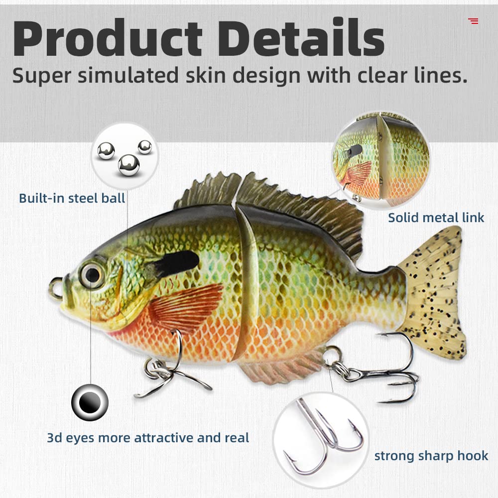 Bluegill Sunfish Lifelike Lure Color C – close-up of ABS body and PVC tail