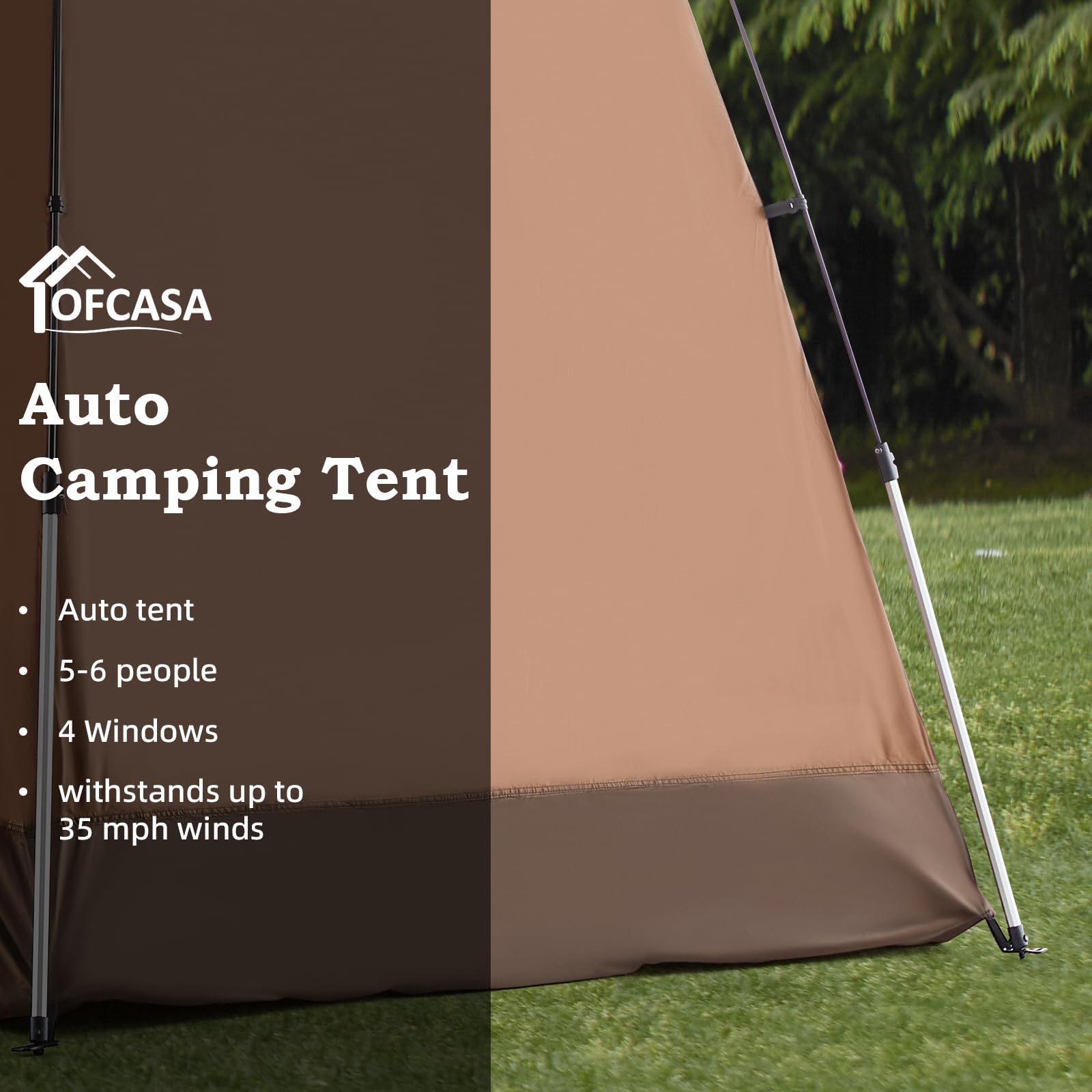 OFCASA tent four windows provide airflow and comfort.