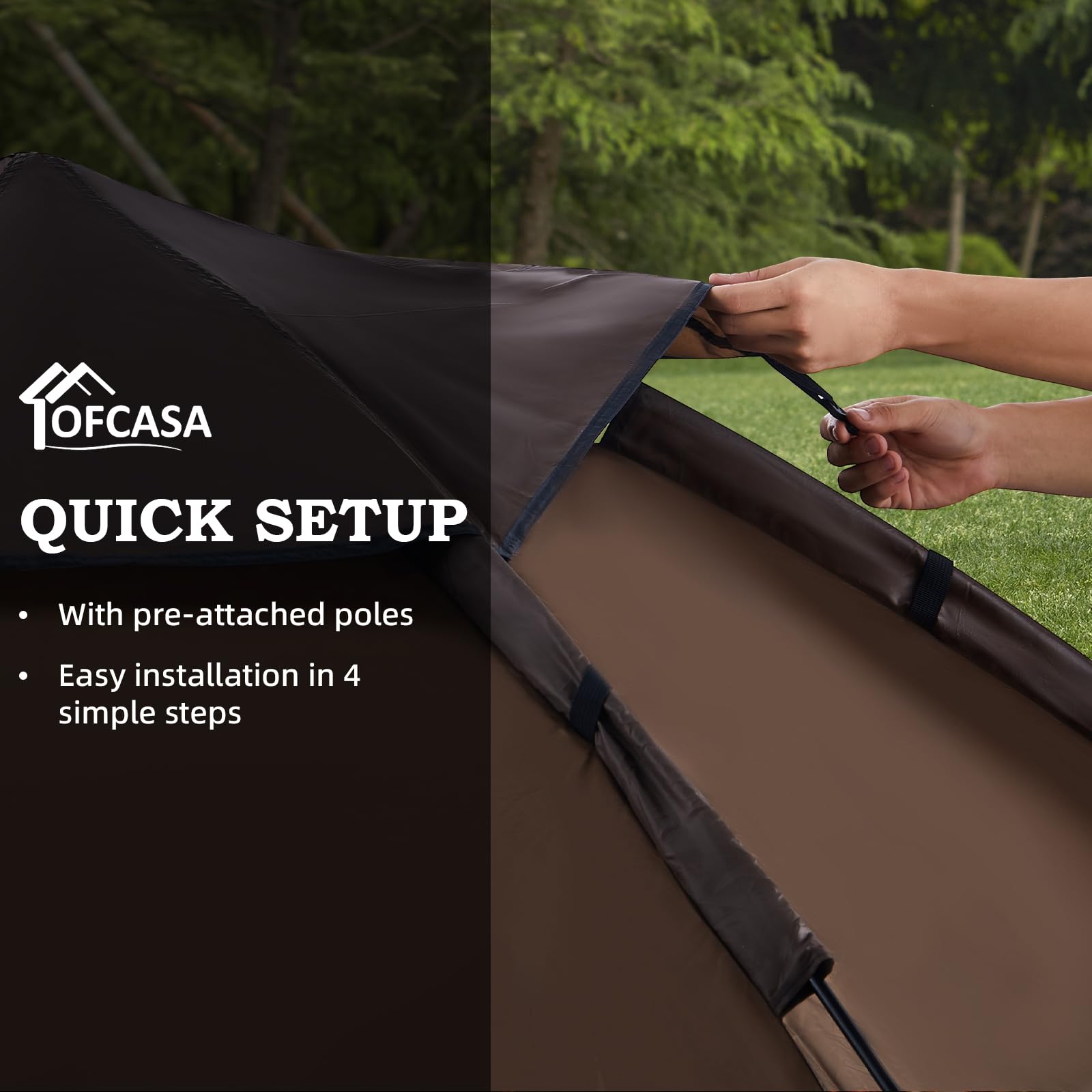OFCASA tent spacious interior shows room for people and gear.