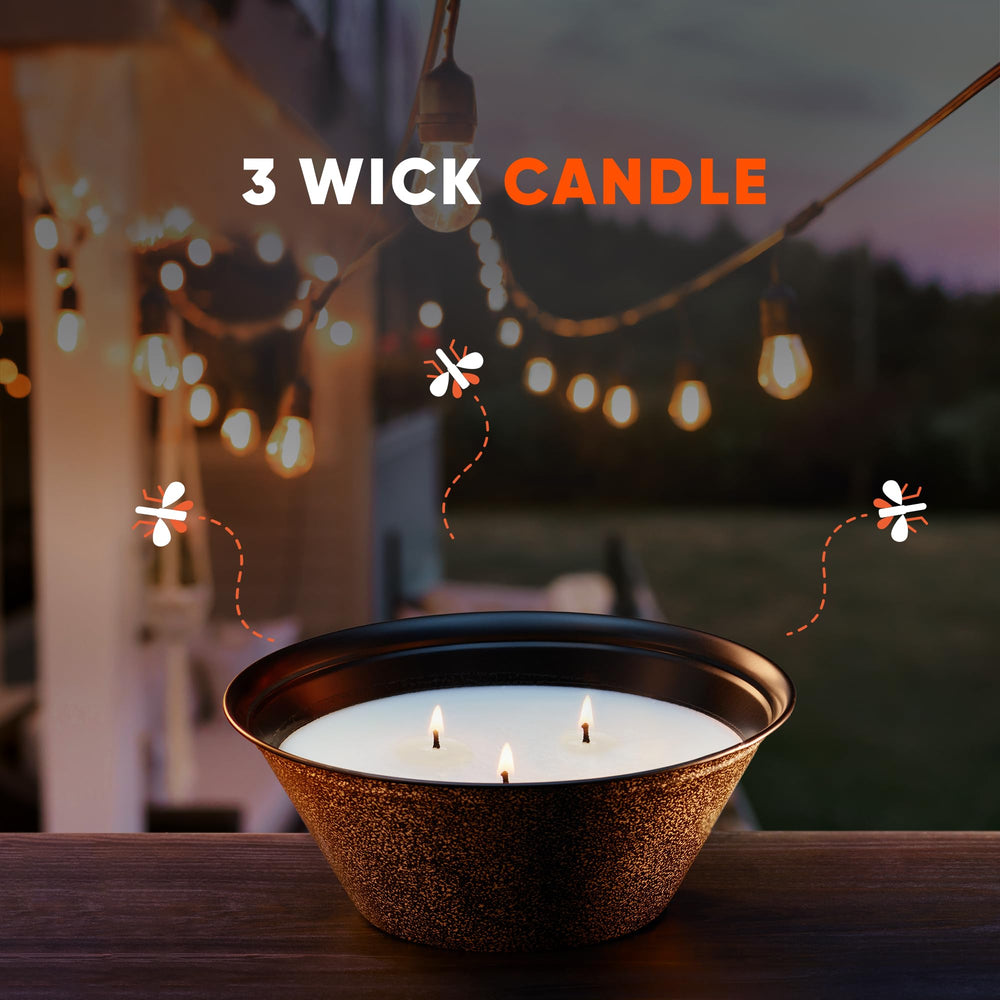 OFF! 23 oz citronella jar glows softly to set mood outdoors.