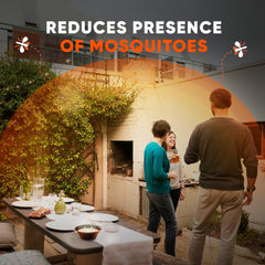 OFF! citronella jar in use creates a warm centerpiece for patios.