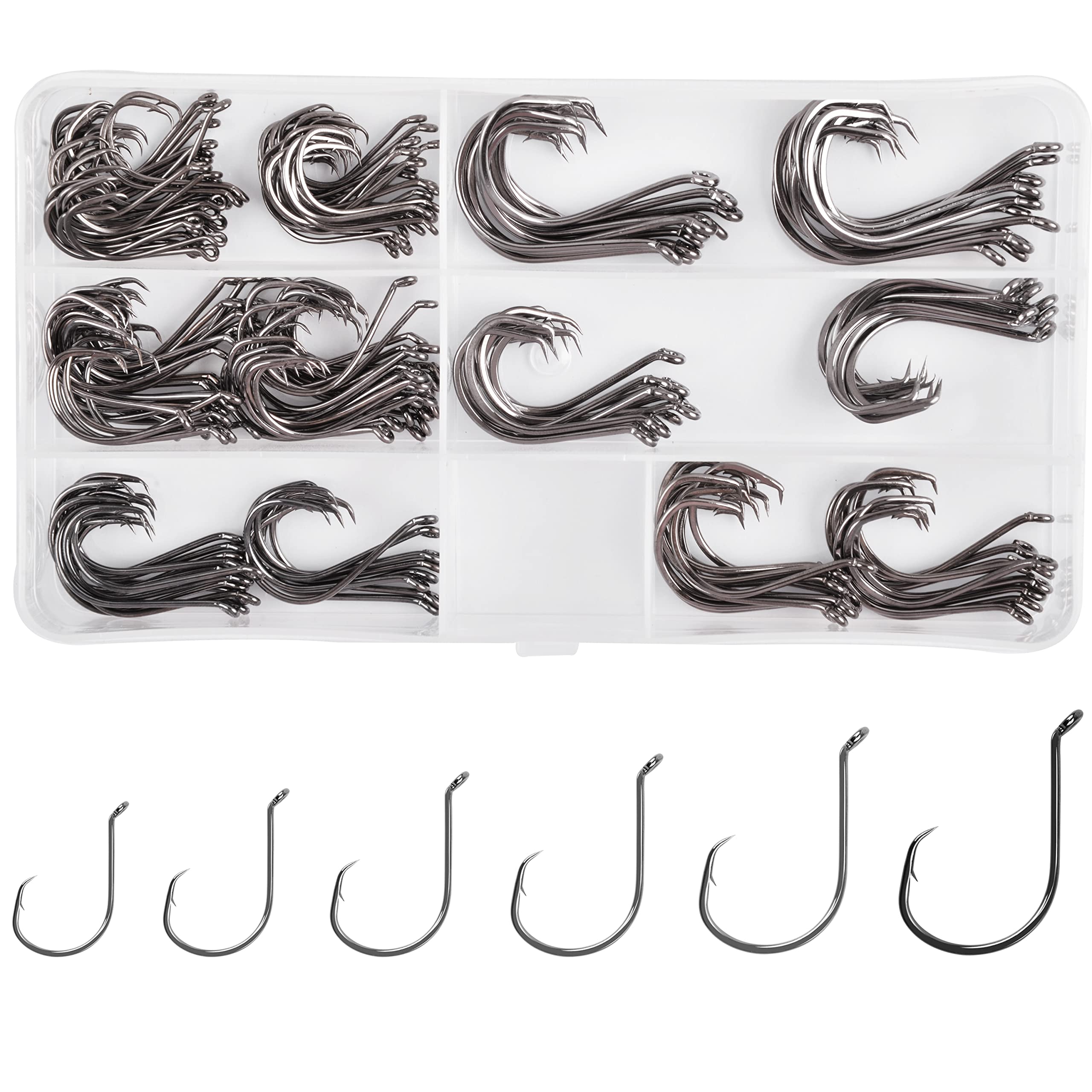 Front view of Offset Circle Hooks Kit 180pcs