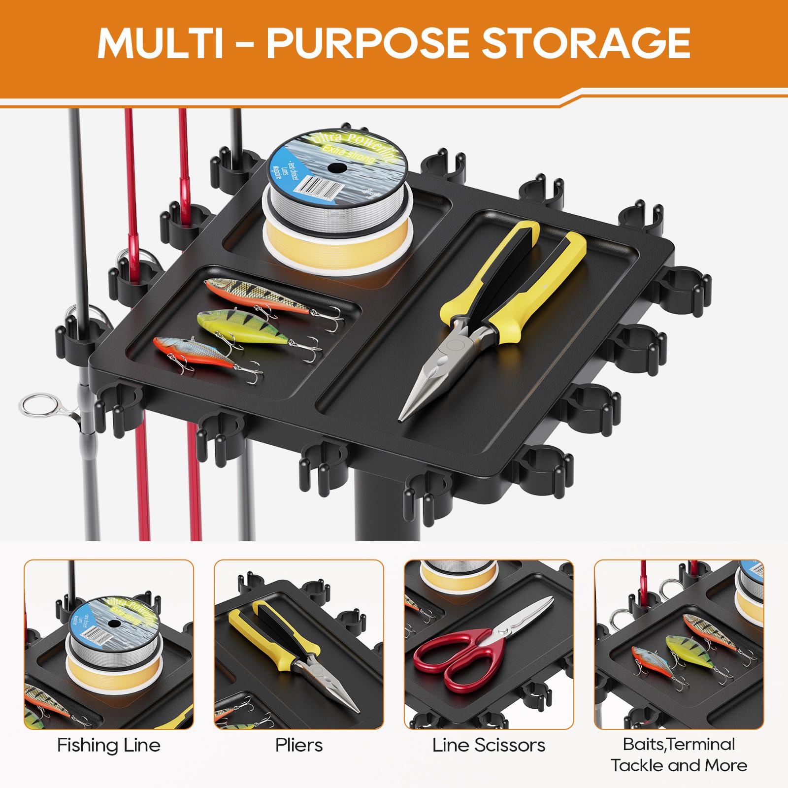 OFIDELITY 16-rod capacity rack illustrating spacious rod organization