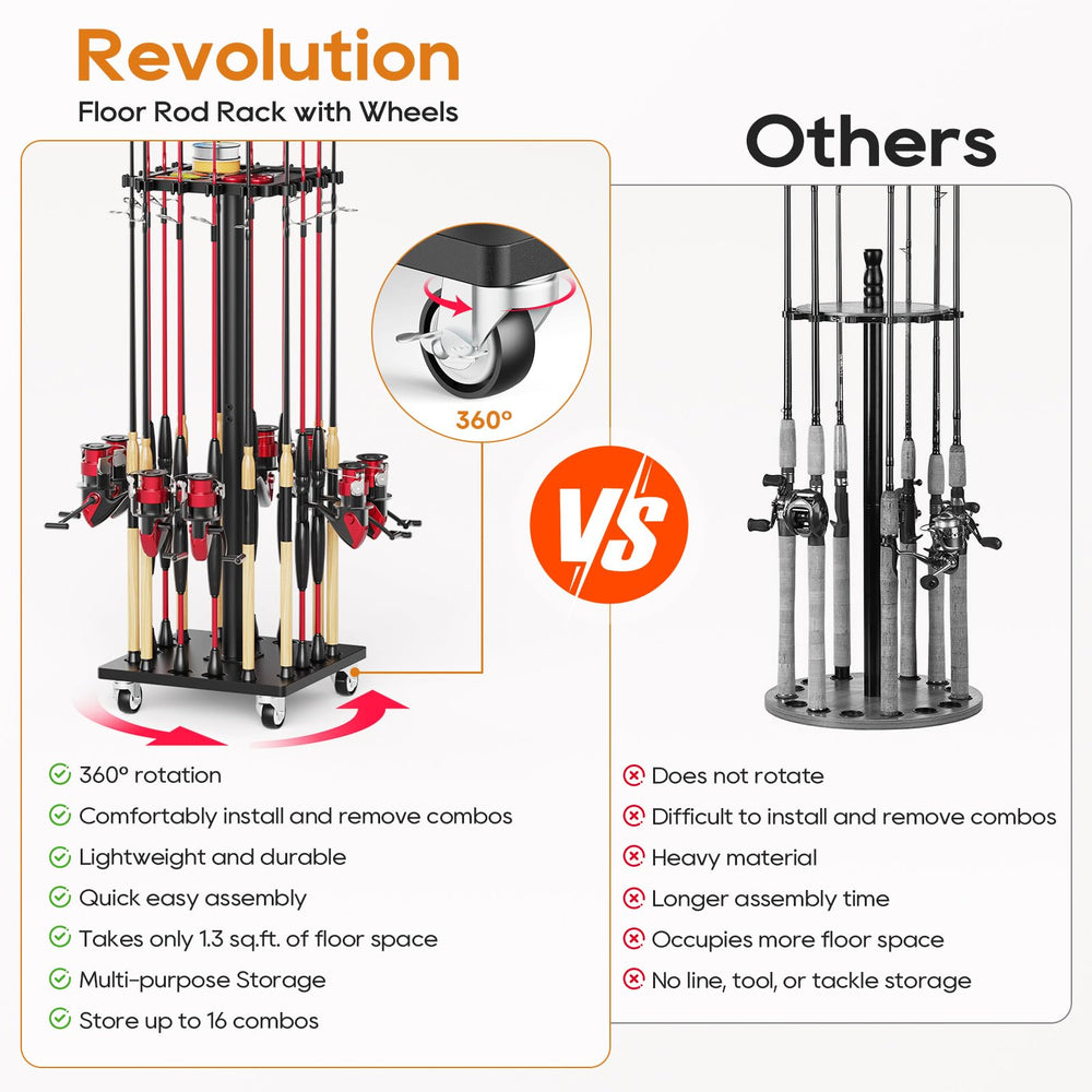 OFIDELITY moisture-resistant wood and stainless shafts in durable rack