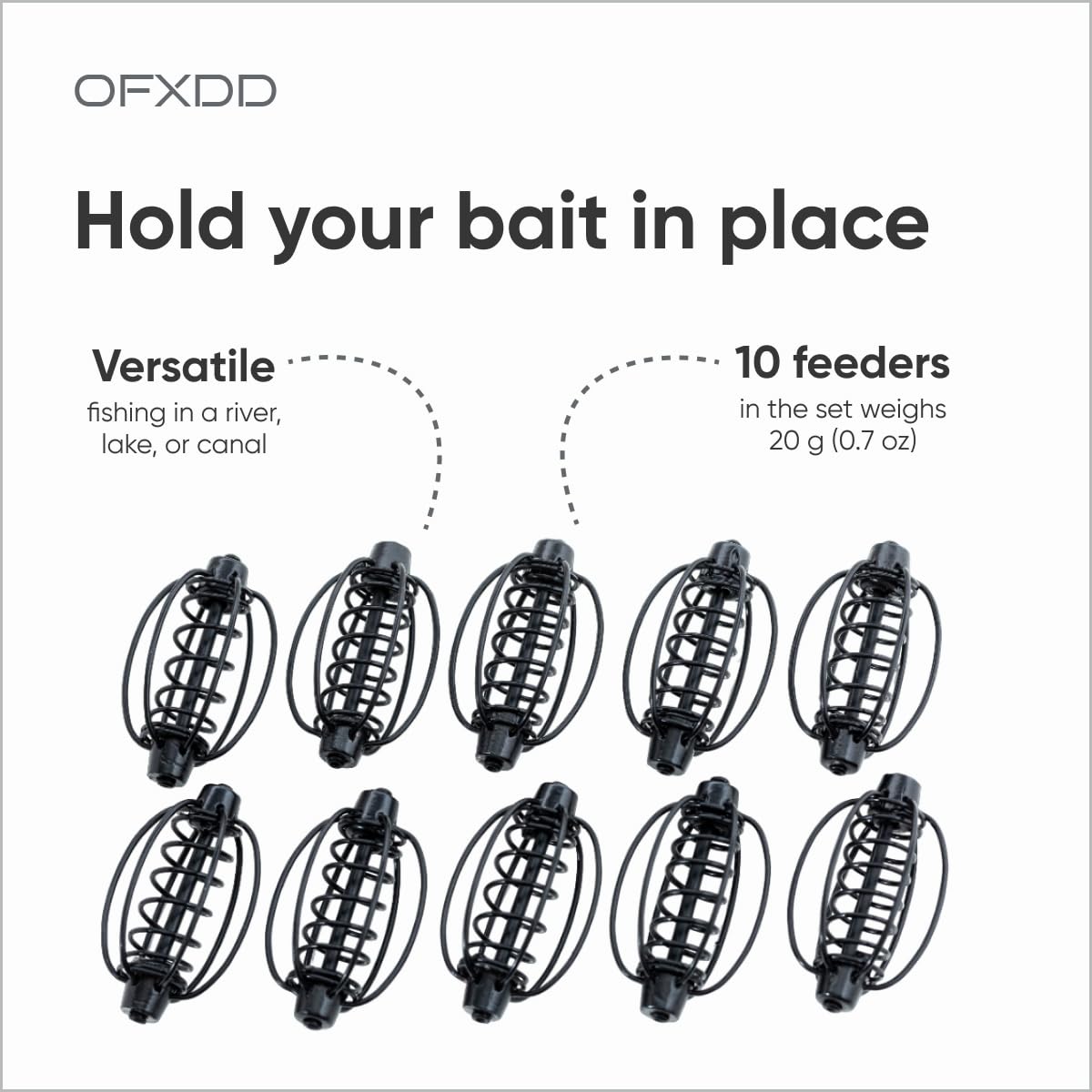 Set of 10 carp feeders for fishing tackle