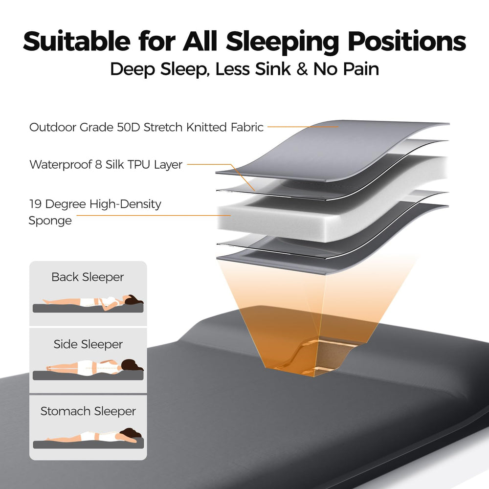 OGERY built-in pillow provides integrated head support for restful sleep.