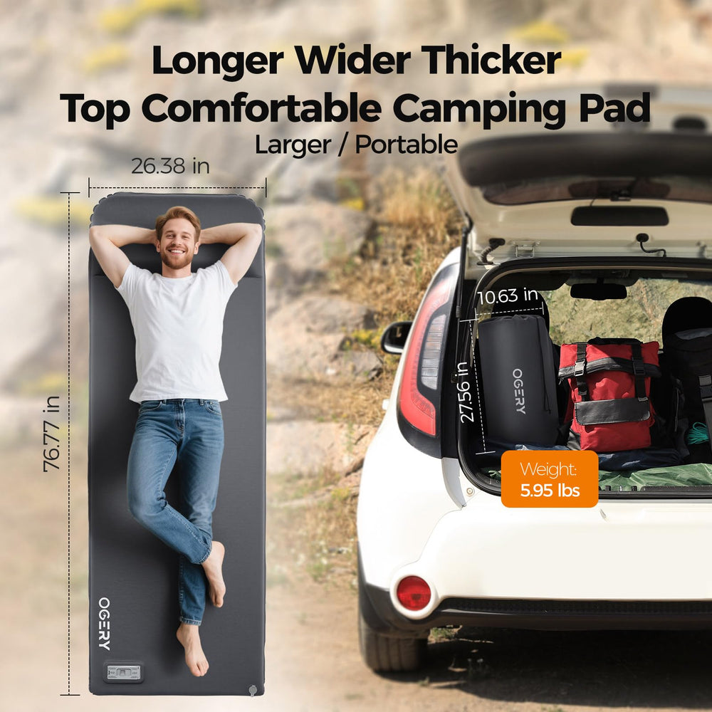 OGERY electric pump in action inflates quickly for campsite comfort.