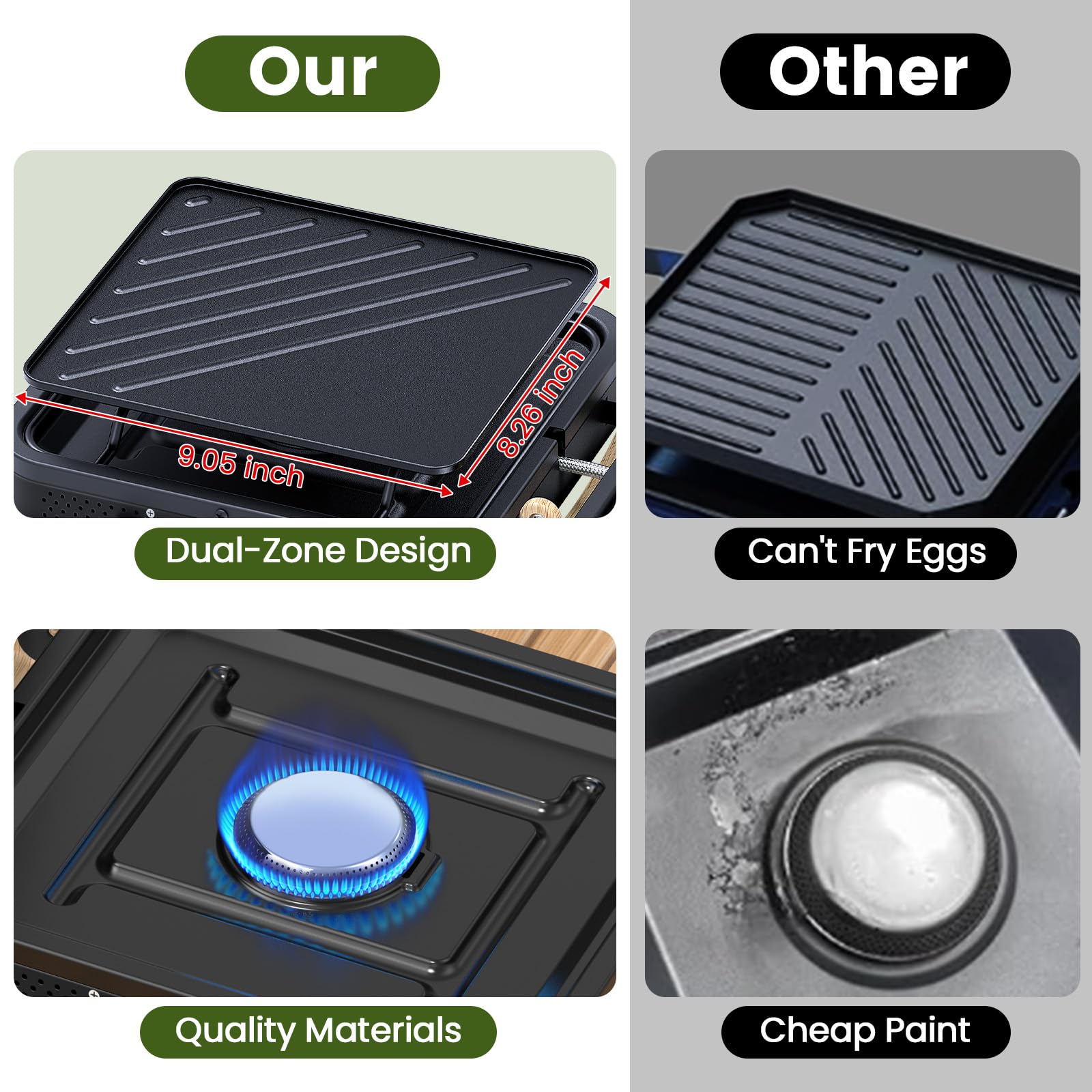 OGERY piezo ignition for quick starts without matches.