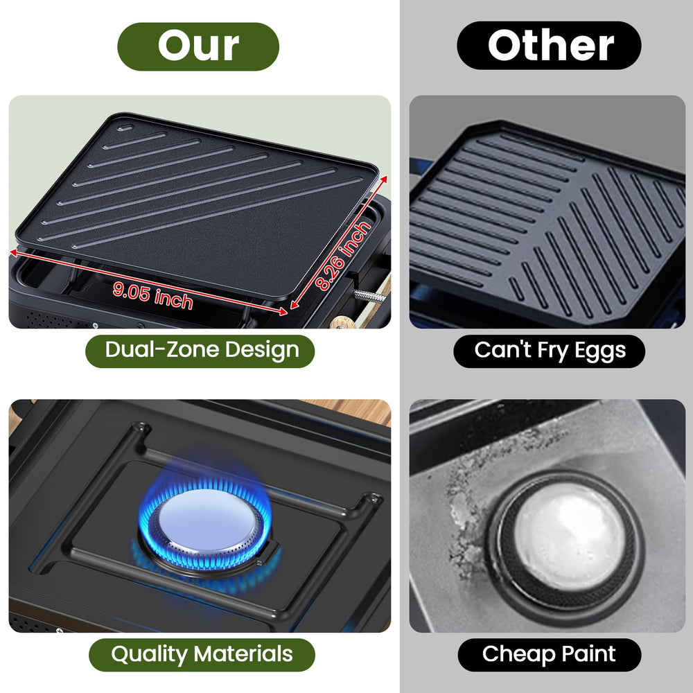 OGERY piezo ignition for quick starts without matches.