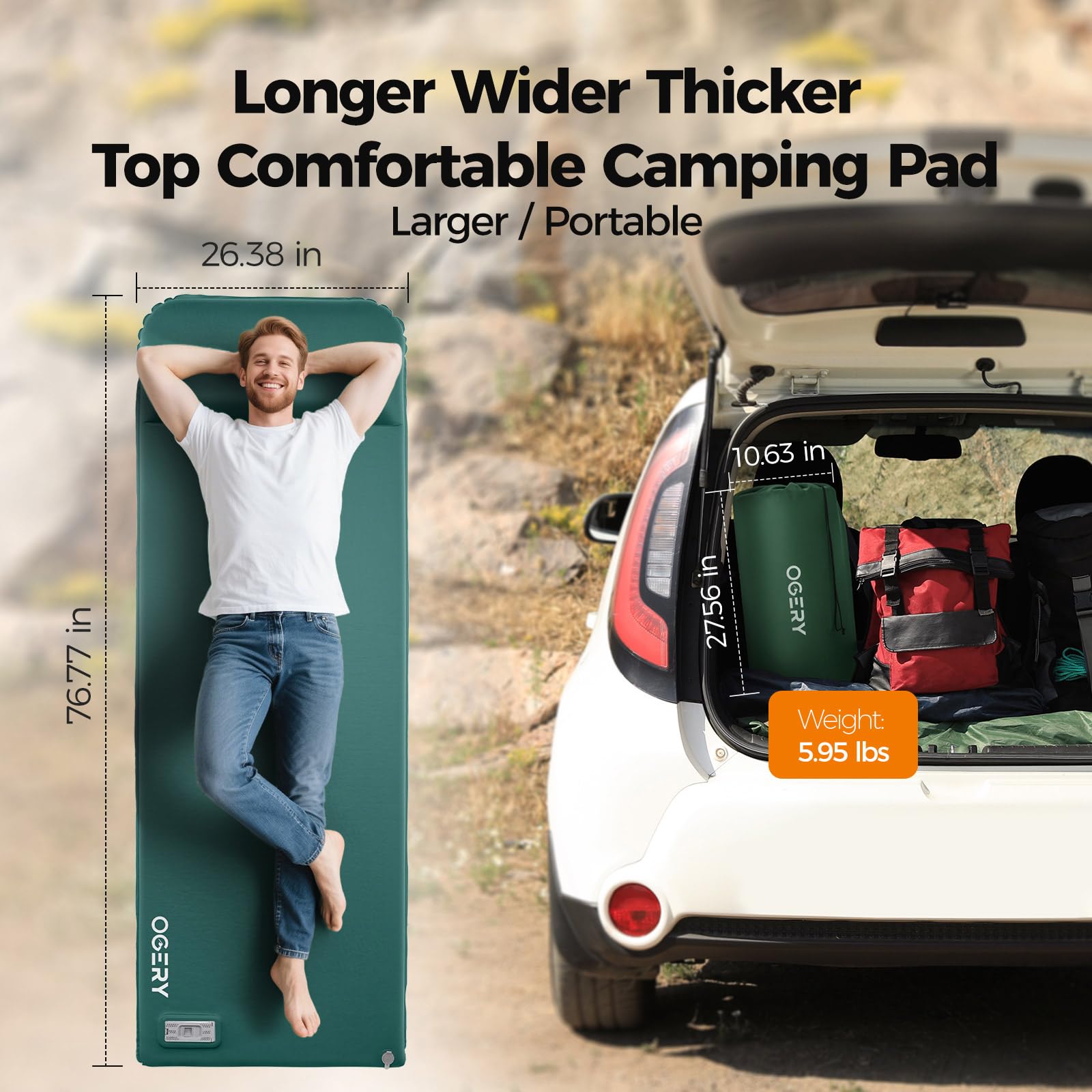 OGERY self-inflating sleeping pad ready for quick camp setup