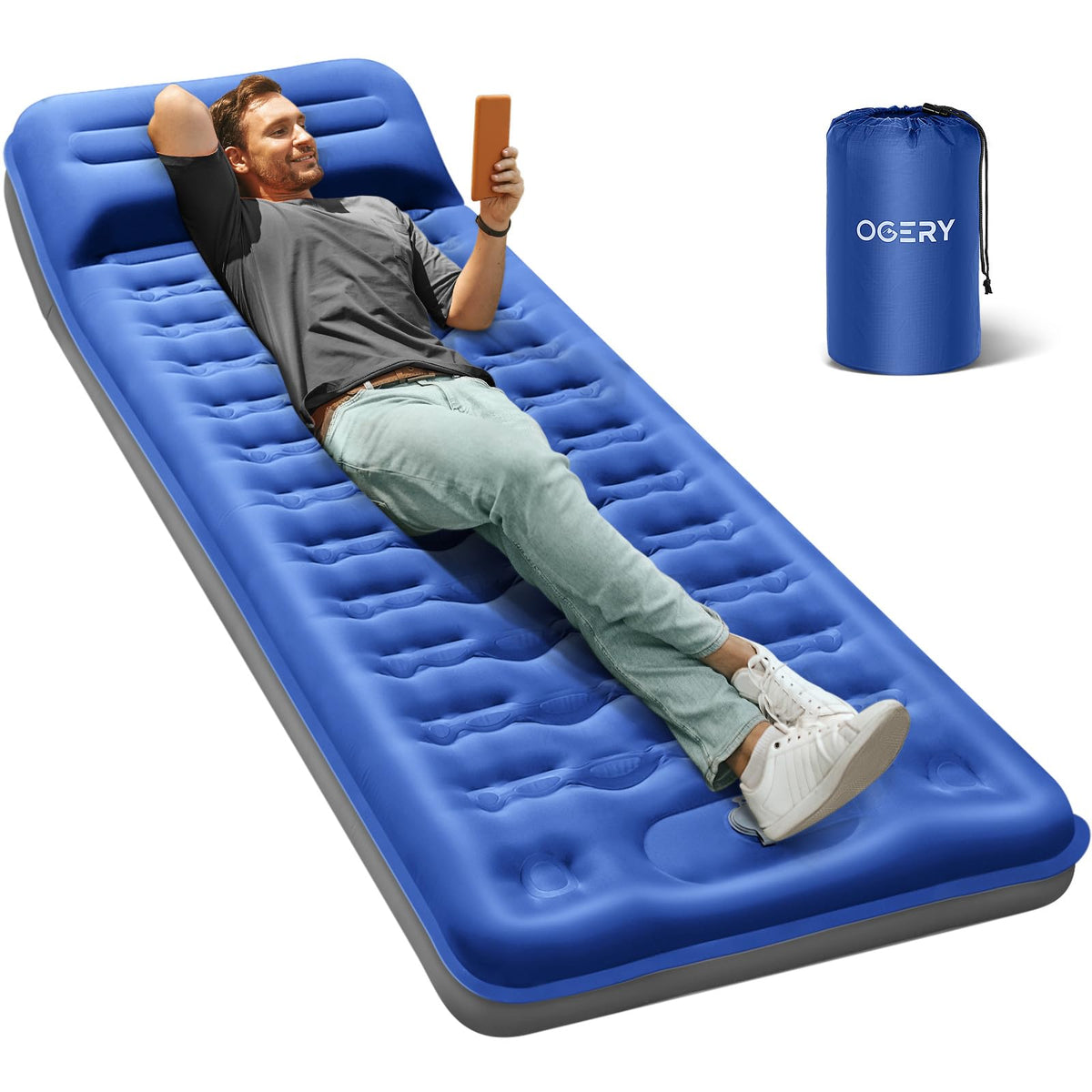 OGERY Sleeping Pad with 6-inch thickness delivers enhanced comfort for two campers.