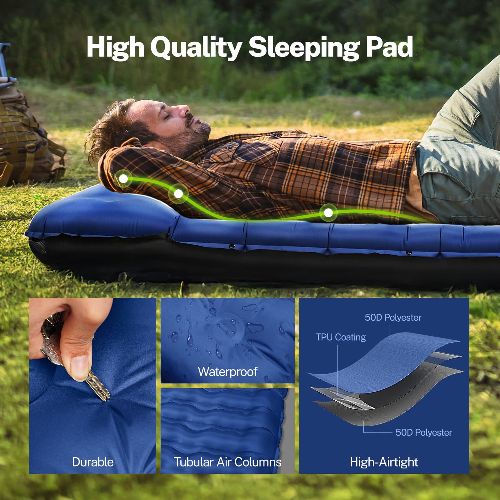 OGERY Sleeping Pad compact pack size fits in small bags for travel.
