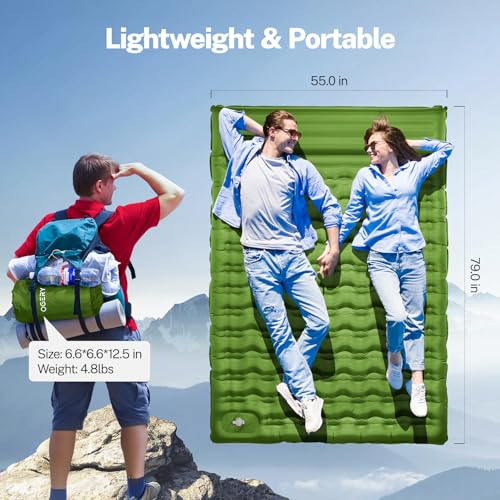 OGERY sleeping pad foot pump use highlights built-in pump for effortless setup