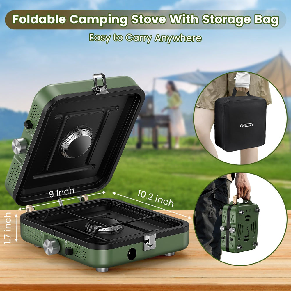 OGERY stove durable stainless steel body resists outdoor wear