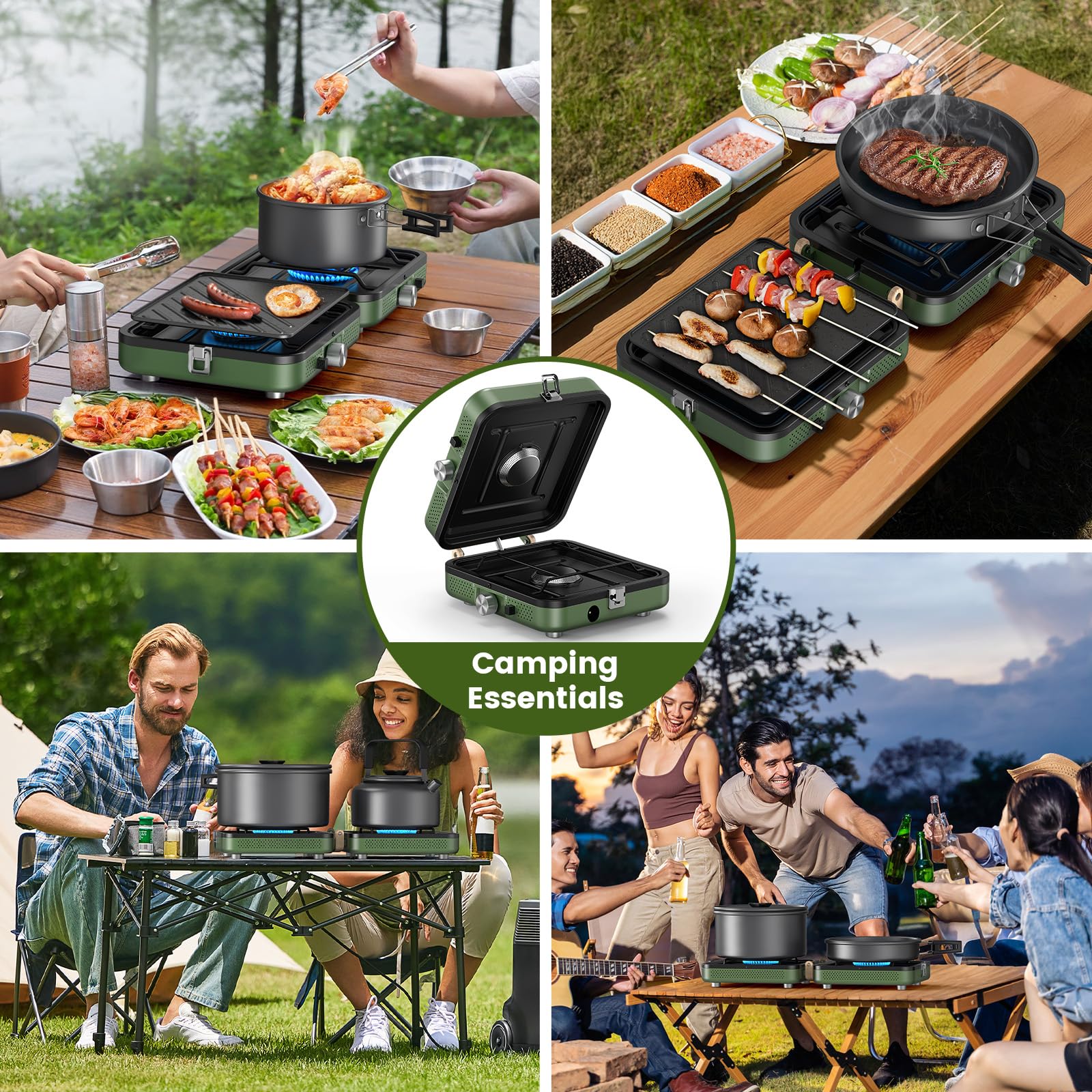 OGERY stove large cooking surface fits two around 10 inch pans