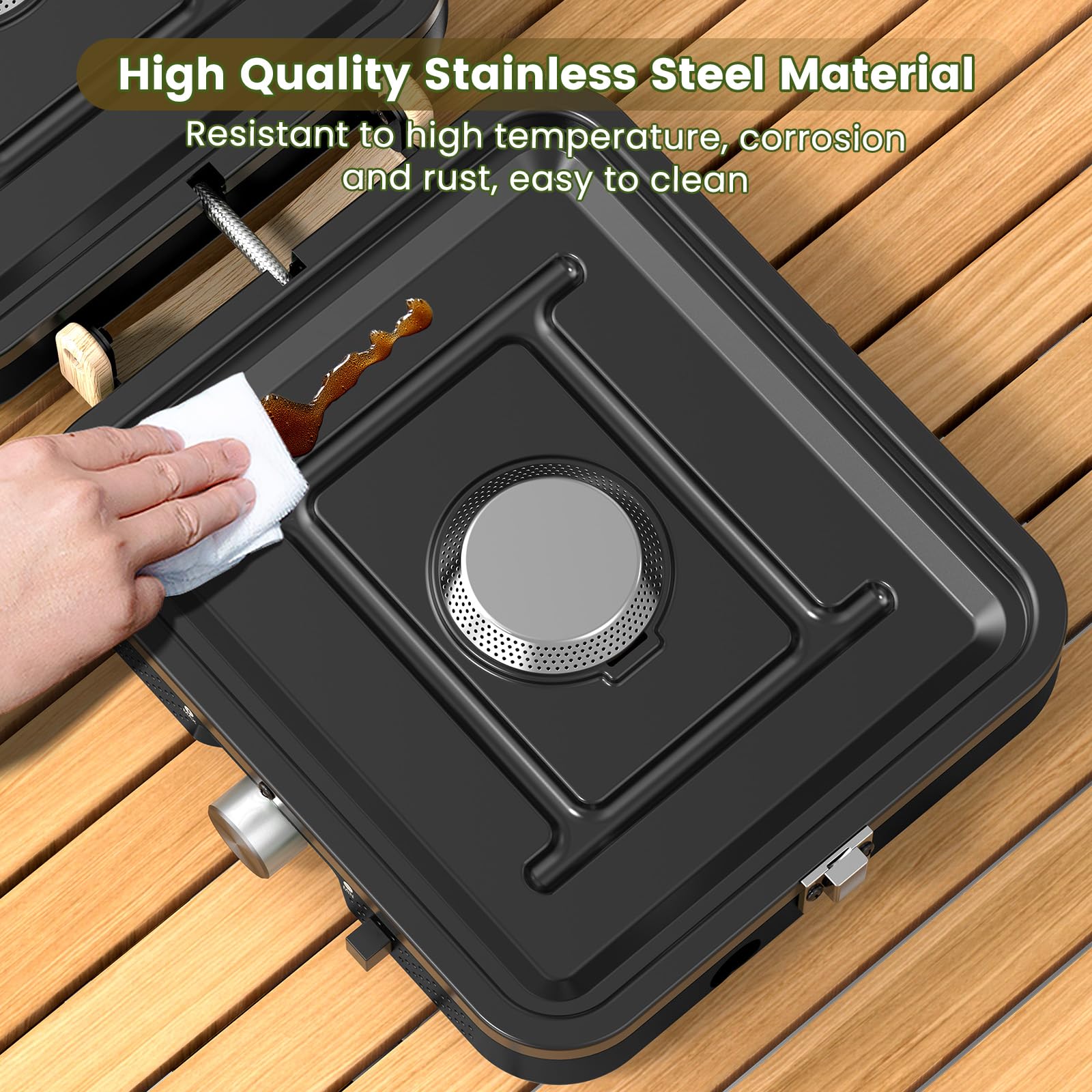 OGERY windproof design ensures reliable outdoor cooking in breezes.