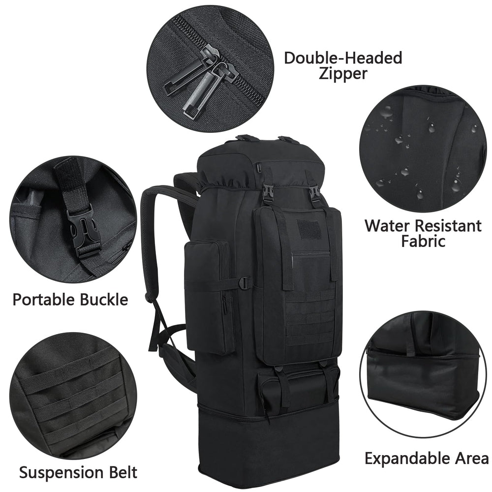 Ogetok 100L hiking backpack bottom pocket detail for extra storage