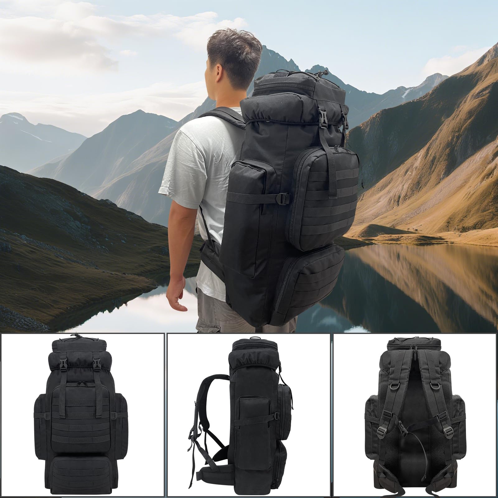 Ogetok 80L hiking backpack back support foam straps for comfort