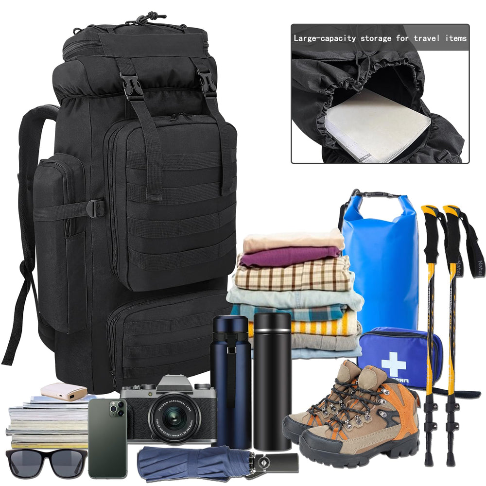 Ogetok 80L hiking backpack closeup zippers for reliable smooth operation
