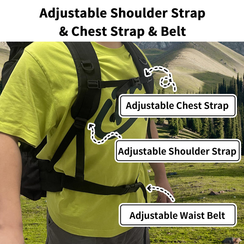 Ogetok 80L hiking backpack main compartment drawstring access for bulky items